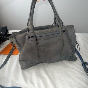 REBECCA MINKOFF Regan Suede Leather Satchel Tote Bag